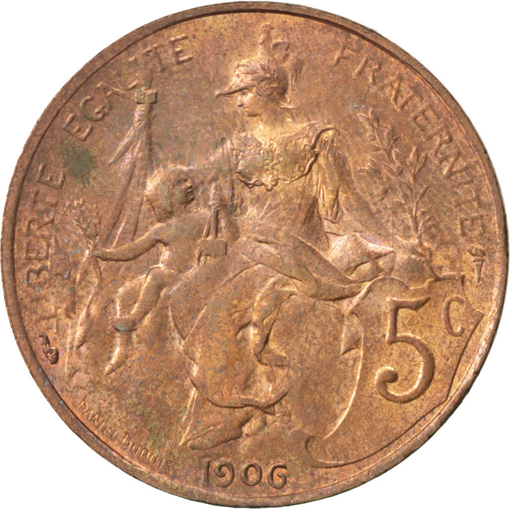Moneta, Francja, Dupuis, 5 Centimes, 1906, MS(64), Bronze, KM:842, Gadoury:165