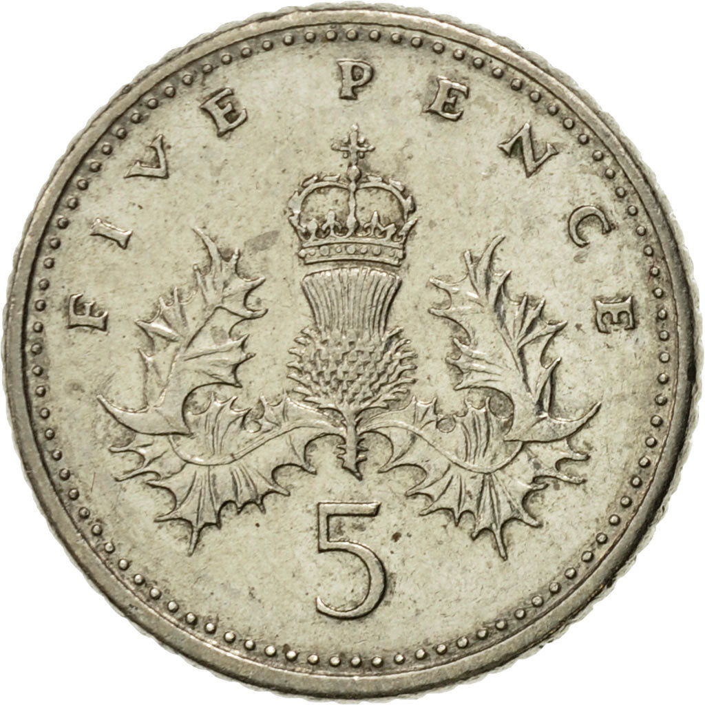 Coin, Great Britain, Elizabeth II, 5 Pence, 1990, EF(40-45), Copper-nickel
