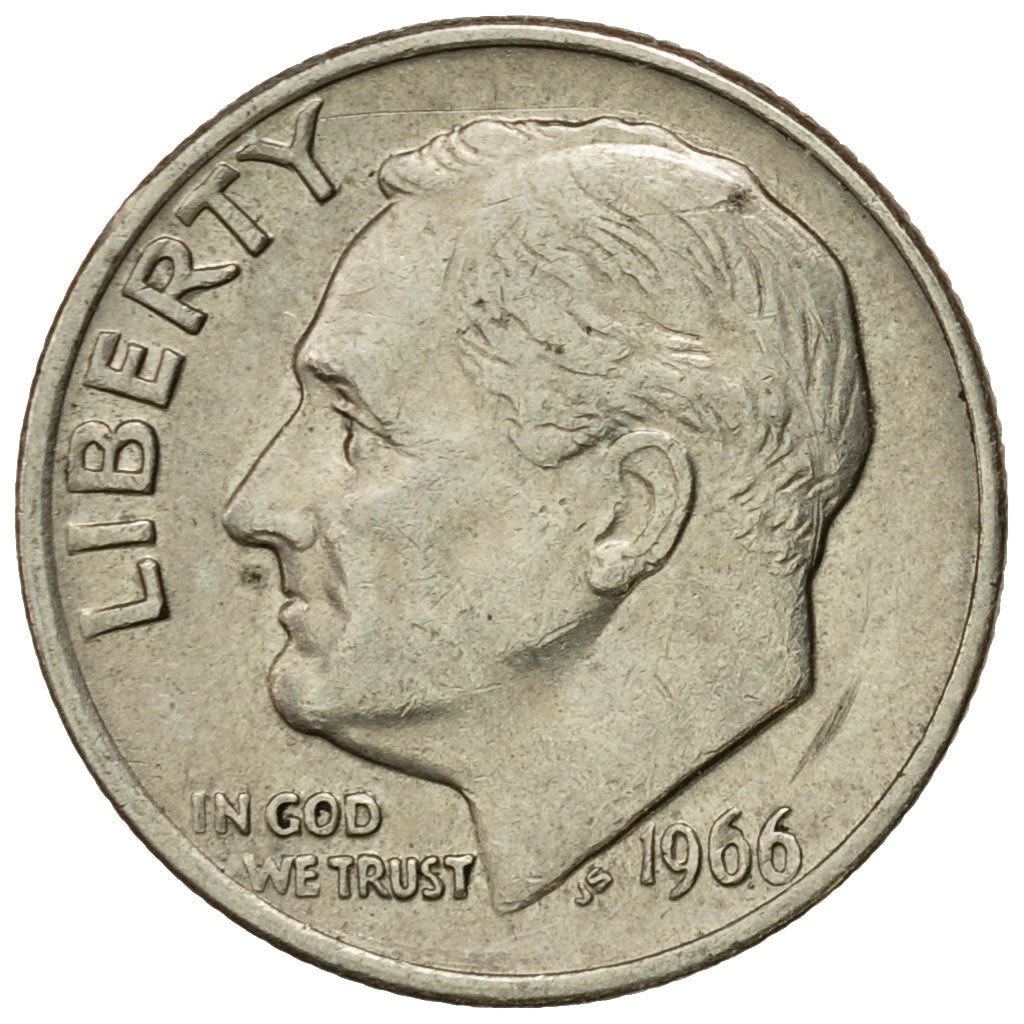 Coin, United States, Roosevelt Dime, Dime, 1966, U.S. Mint, Philadelphia