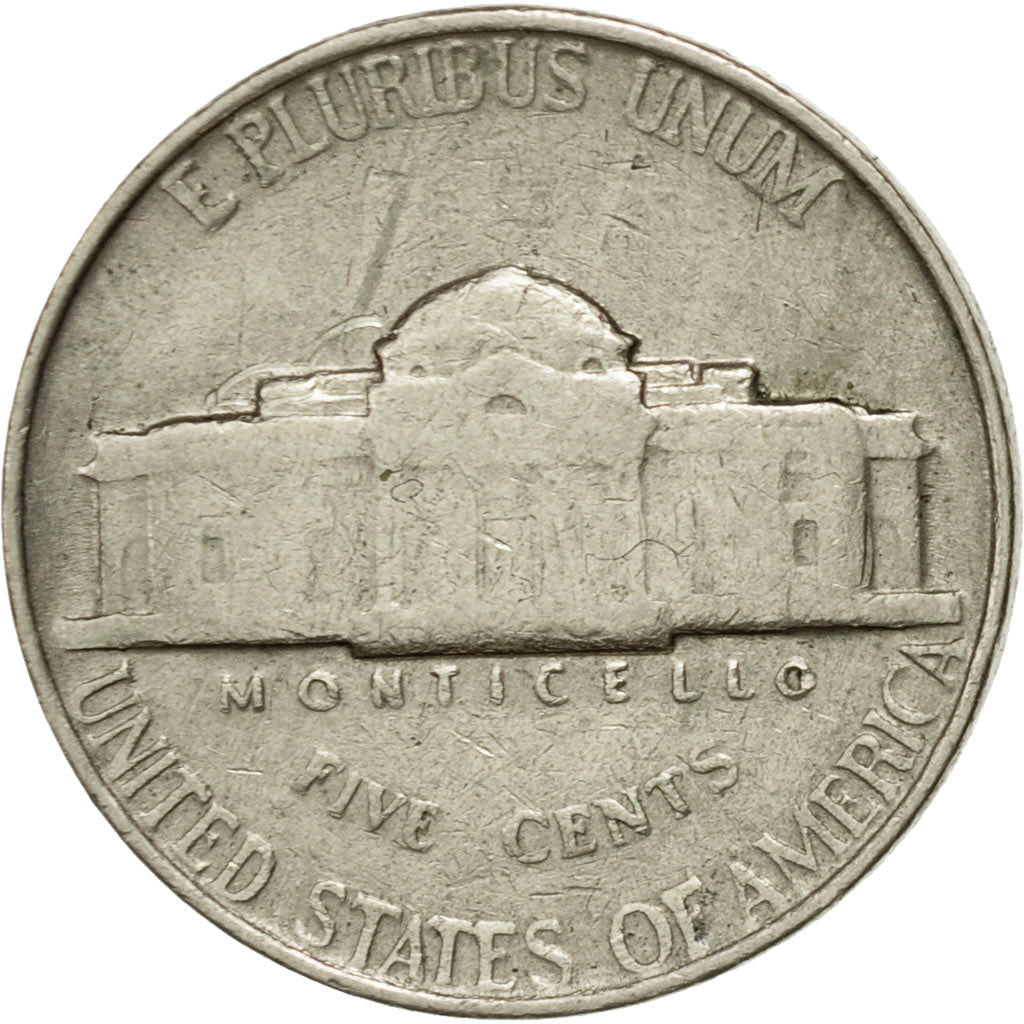 Coin, United States, Jefferson Nickel, 5 Cents, 1948, U.S. Mint, Philadelphia