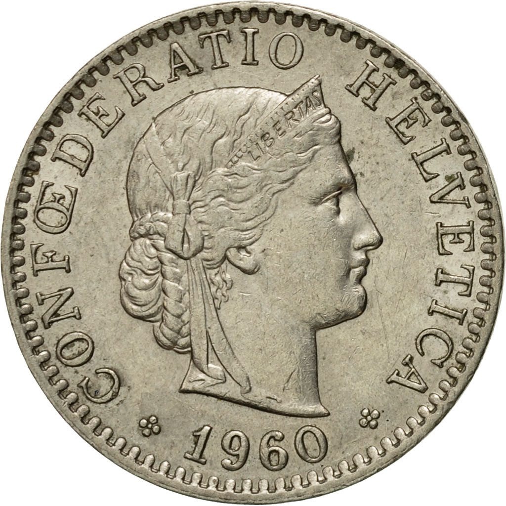 Münze, Schweiz, 20 Rappen, 1960, Bern, SS+, Copper-nickel, KM:29a