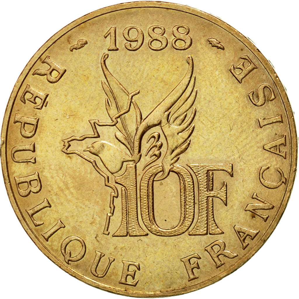 Coin, France, Roland Garros, 10 Francs, 1988, Paris, AU(55-58), Aluminum-Bronze