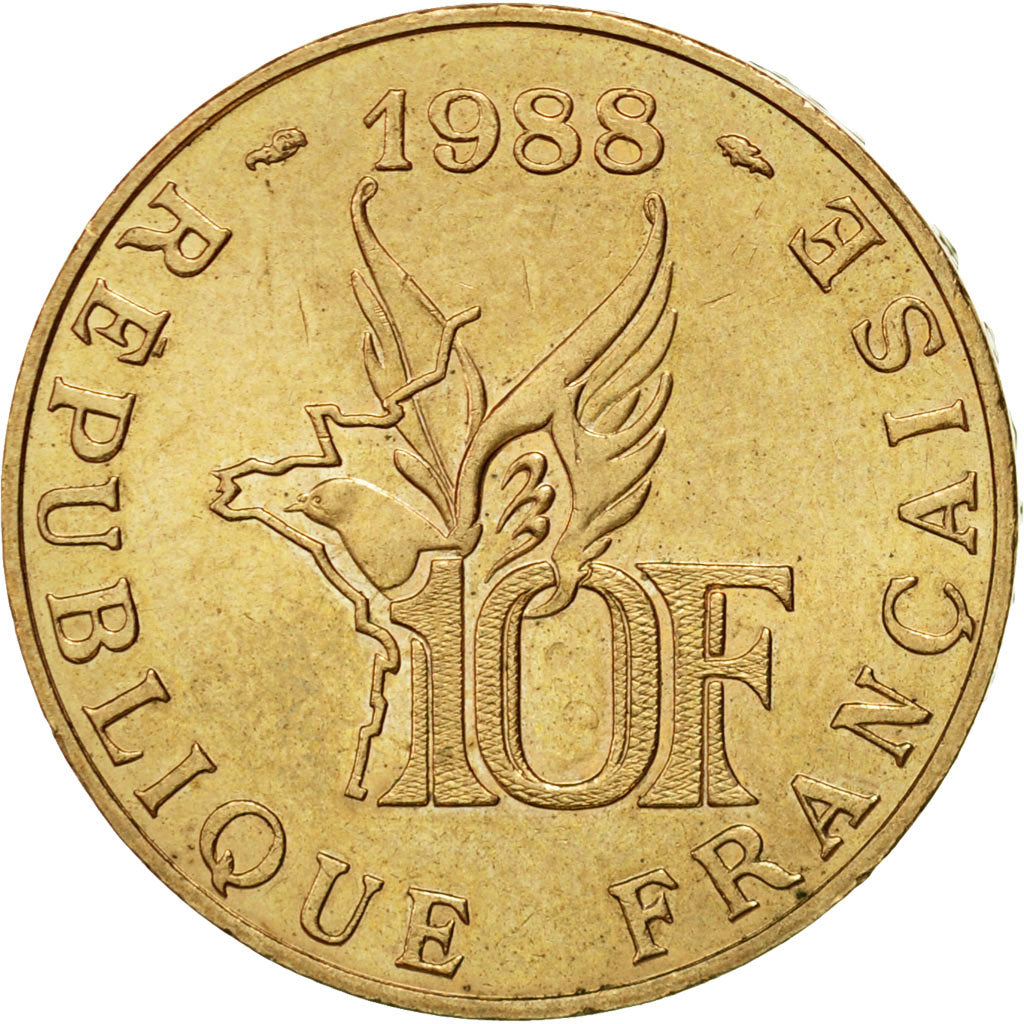 Coin, France, Roland Garros, 10 Francs, 1988, Paris, AU(55-58), Aluminum-Bronze