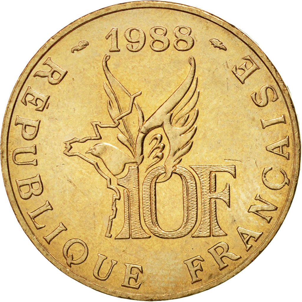 Coin, France, Roland Garros, 10 Francs, 1988, Paris, AU(55-58), Aluminum-Bronze