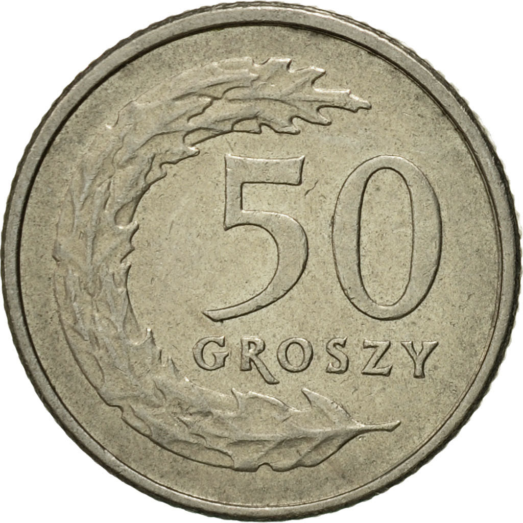 Münze, Polen, 50 Groszy, 1990, Warsaw, SS, Copper-nickel, KM:281