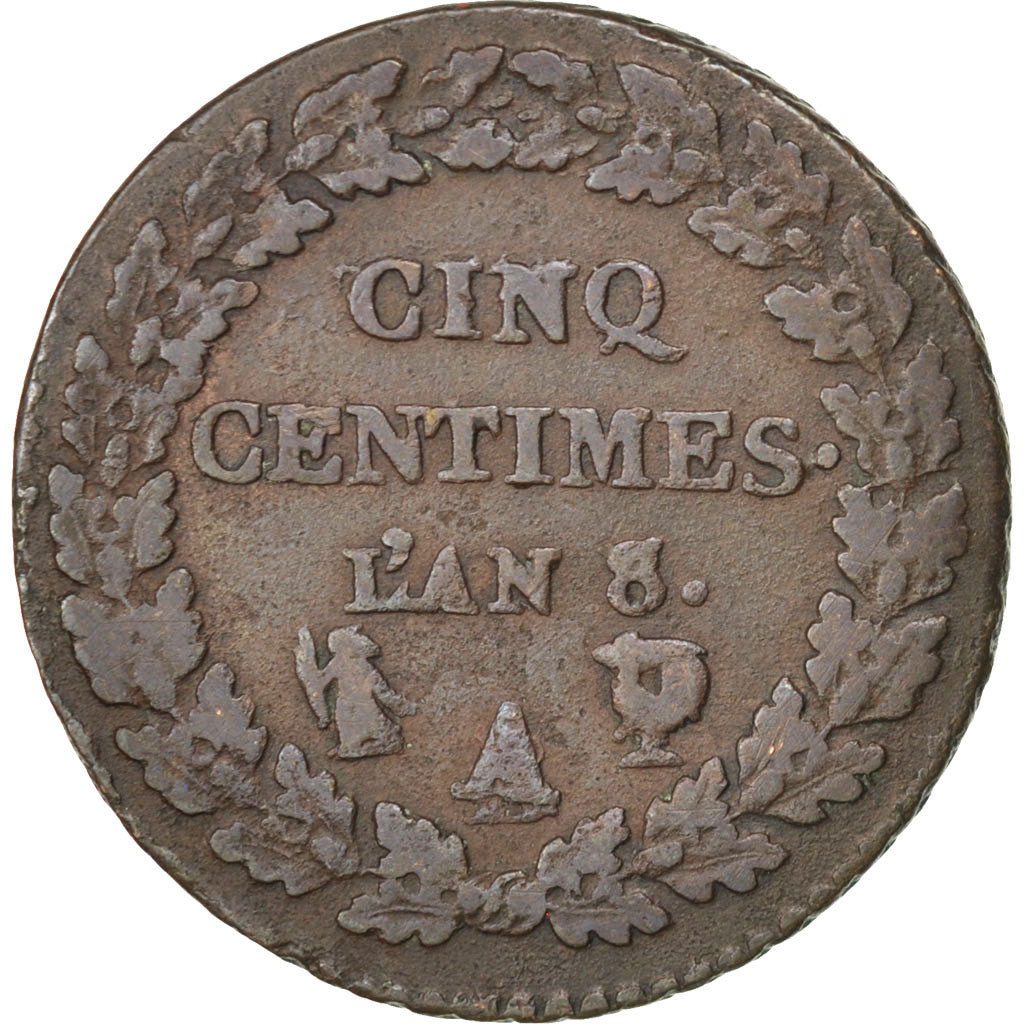 Coin, France, Dupré, 5 Centimes, 1799, Paris, VF(30-35), Bronze, KM:640.1
