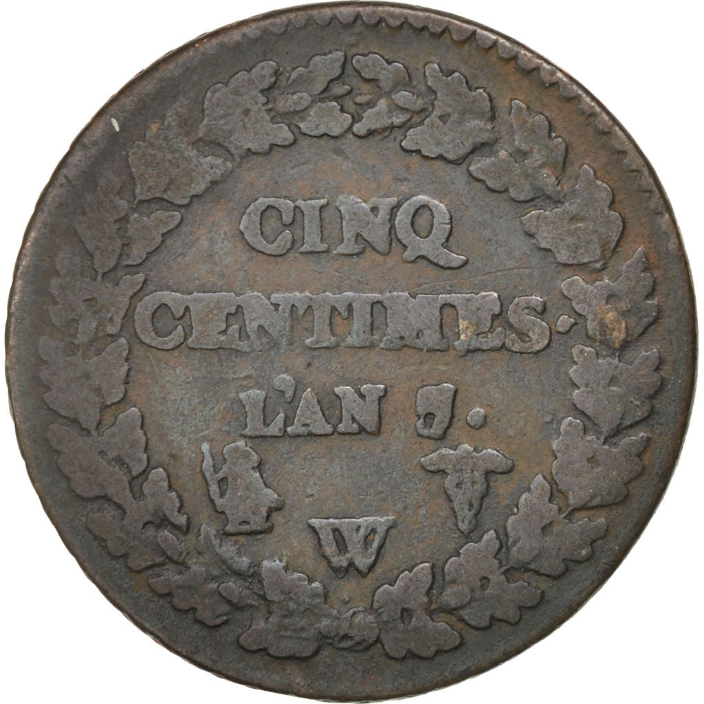 Coin, France, Dupré, 5 Centimes, 1798, Lille, VF(30-35), Bronze, KM:640.11