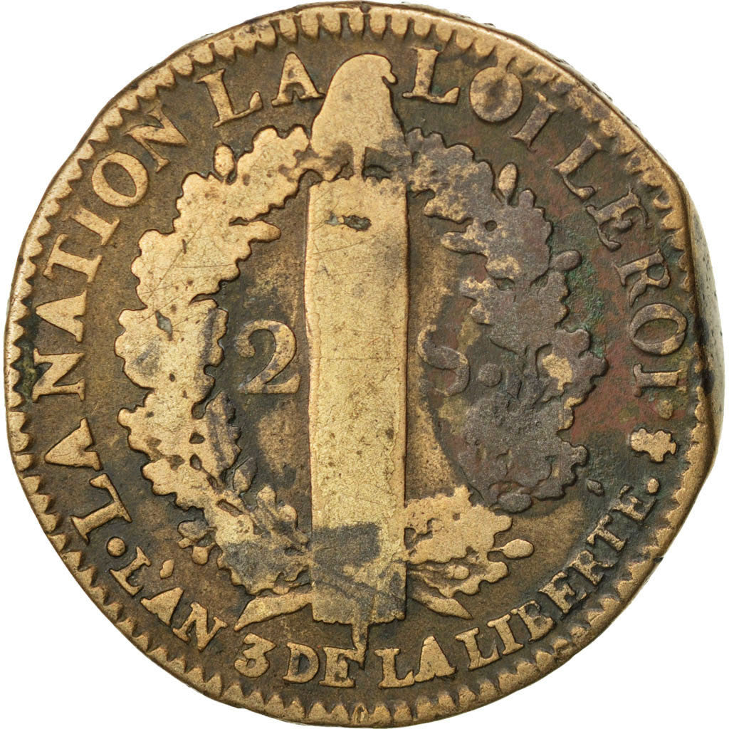 Coin, France, 2 sols françois, 2 Sols, 1791, Paris, VF(20-25), Bronze