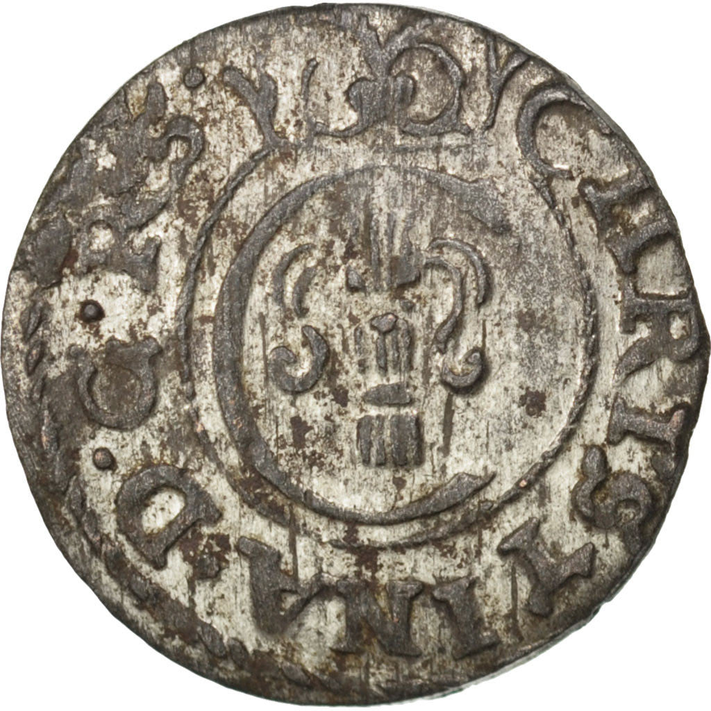 Letland, Louis XIV, 1/48 Thaler, Schilling, 1653, Billon, PR, KM:199.3