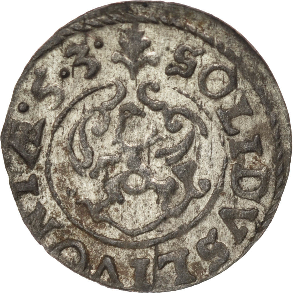Letland, Louis XIV, 1/48 Thaler, Schilling, 1653, Billon, PR, KM:199.3