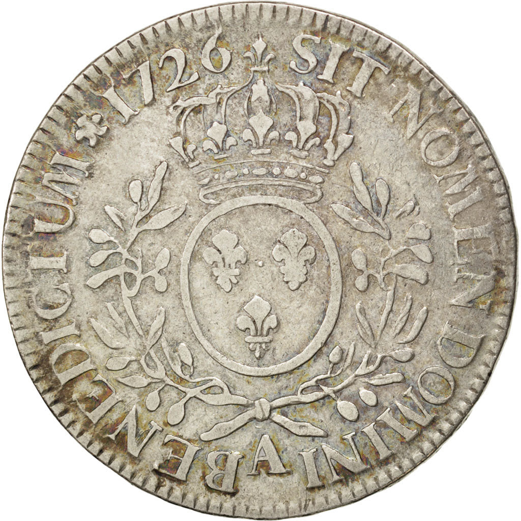 Munten, Frankrijk, Louis XV, Écu aux branches d'olivier, Ecu, 1726, Paris, FR+