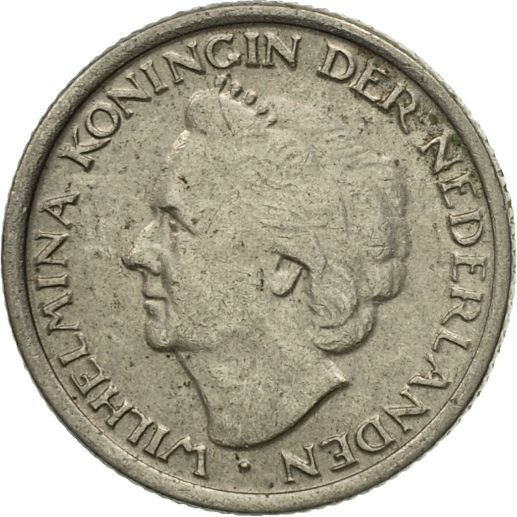 Coin, Netherlands, Wilhelmina I, 10 Cents, 1948, EF(40-45), Nickel, KM:177