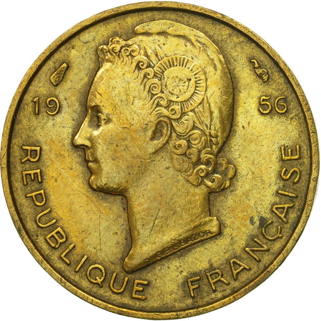 Münze, French West Africa, 5 Francs, 1956, Paris, SS, Aluminum-Bronze, KM:5