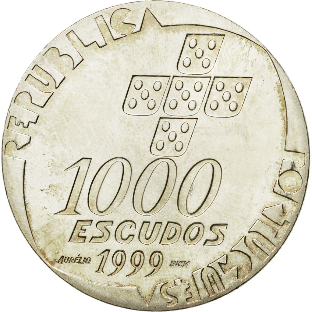 Coin, Portugal, 1000 Escudos, 1999, MS(63), Silver, KM:715
