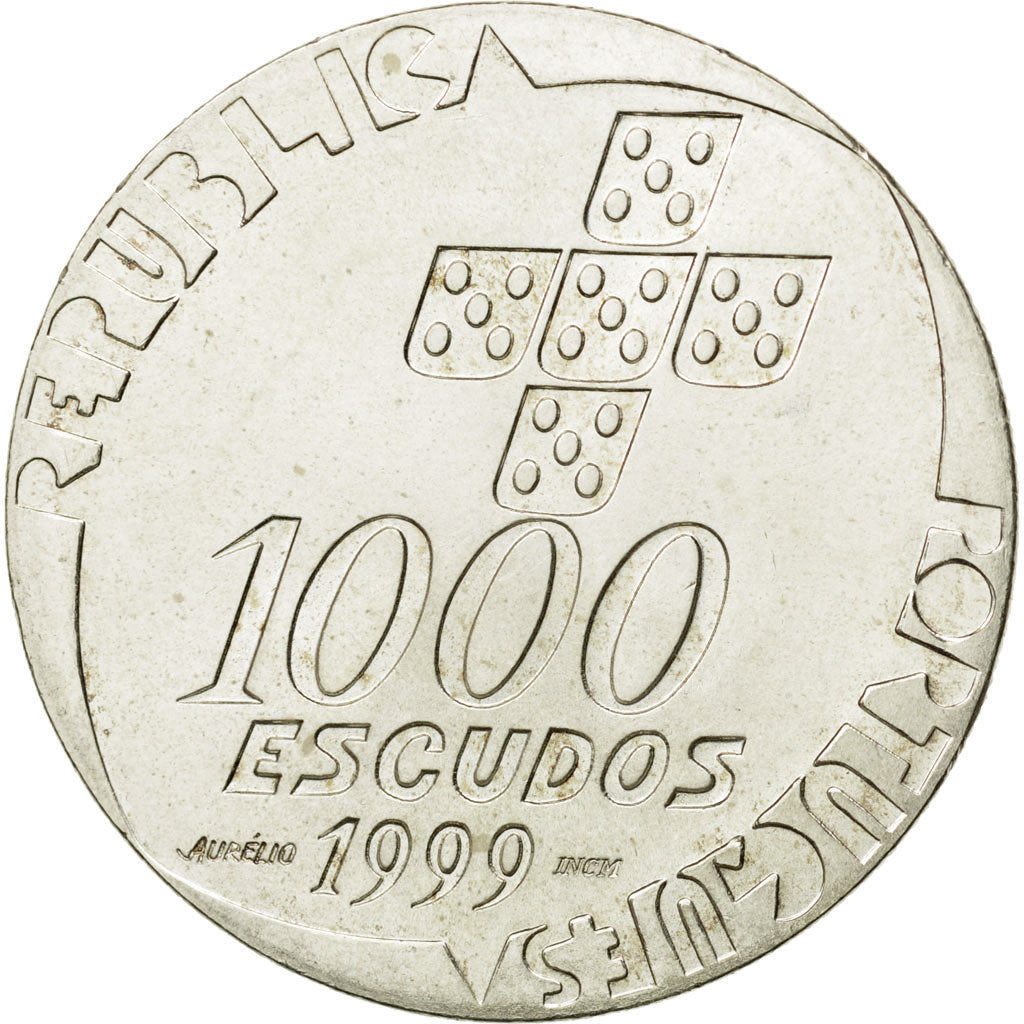 Coin, Portugal, 1000 Escudos, 1999, MS(63), Silver, KM:715