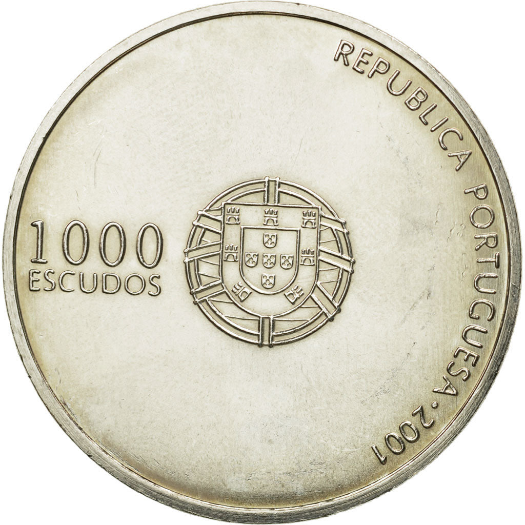 Coin, Portugal, 1000 Escudos, 2001, Lisbon, MS(63), Silver, KM:734