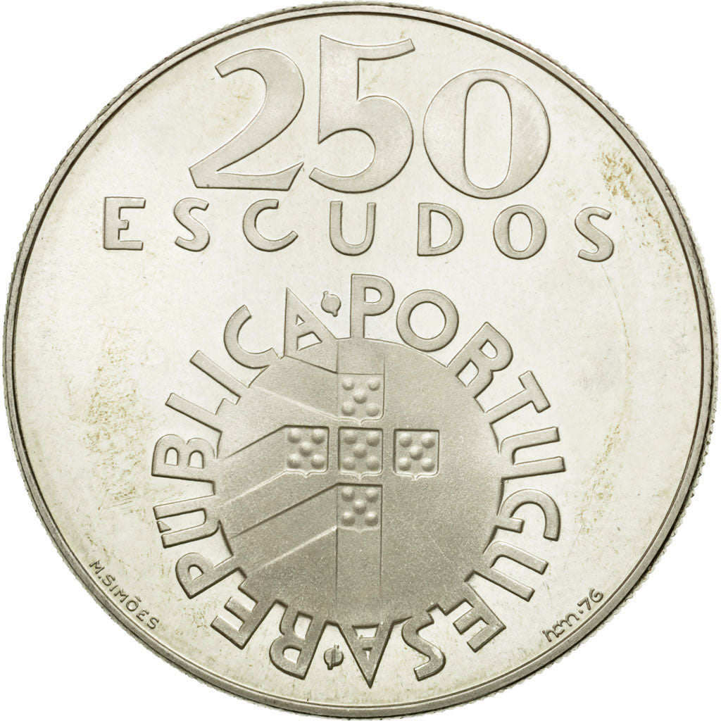 Coin, Portugal, 250 Escudos, 1976, AU(55-58), Silver, KM:604