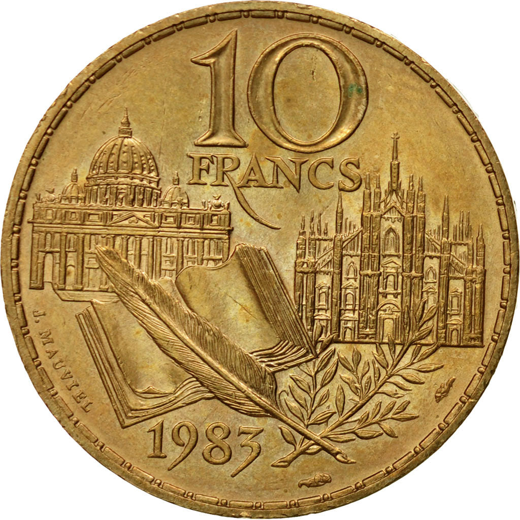Coin, France, Stendhal, 10 Francs, 1983, Paris, MS(60-62), Nickel-Bronze