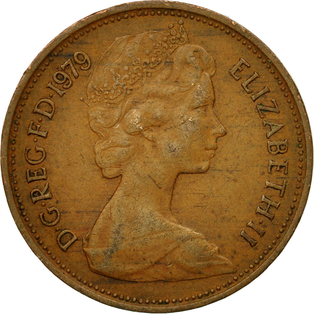 Coin, Great Britain, Elizabeth II, 2 New Pence, 1979, VF(30-35), Bronze, KM:916