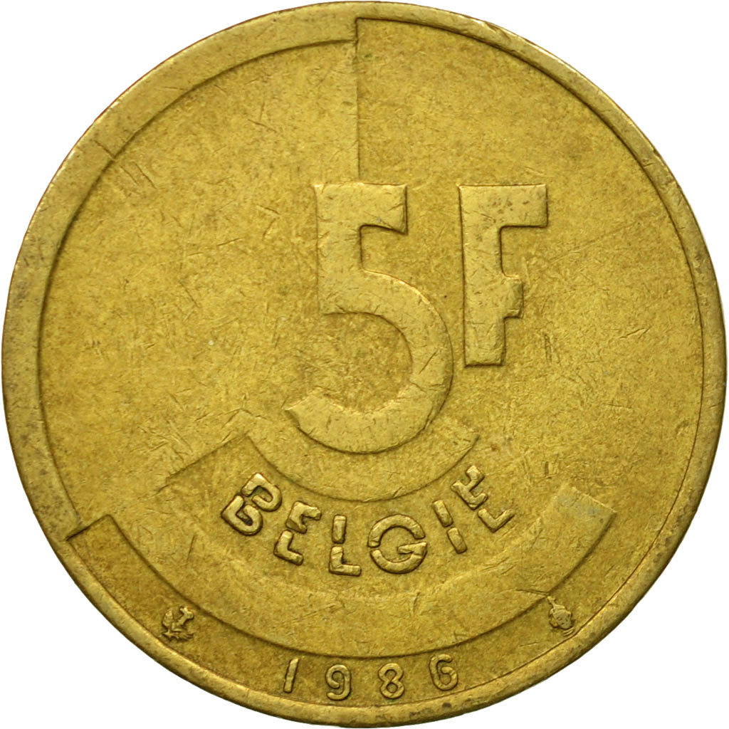 Coin, Belgium, 5 Francs, 5 Frank, 1986, EF(40-45), Brass Or Aluminum-Bronze