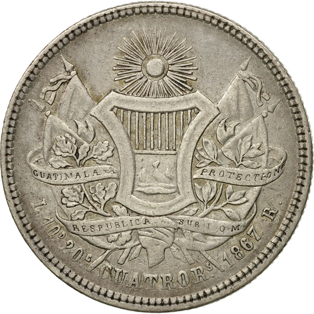 Guatemala, 4 Réales, 1867, Guatemala City, Silver, EF(40-45), KM:144