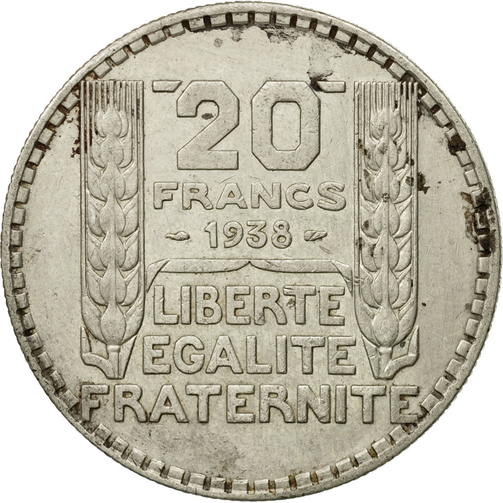 Coin, France, Turin, 20 Francs, 1938, Paris, AU(55-58), Silver, KM:879