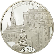 Moneda, Liberia, 20 Dollars, Copenhague, 2000, FDC, Plata