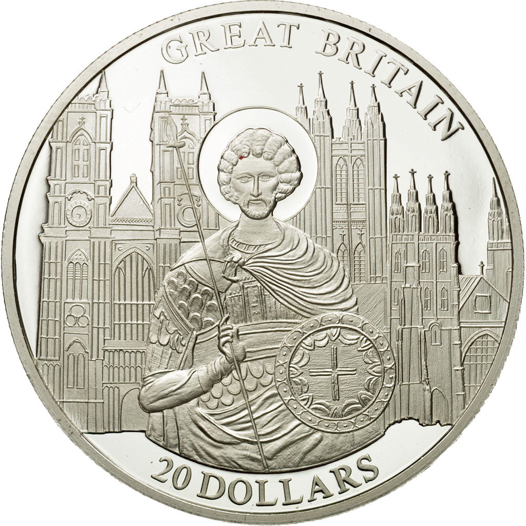 Moneda, Liberia, 20 Dollars, Great Britain, 2001, FDC, Plata