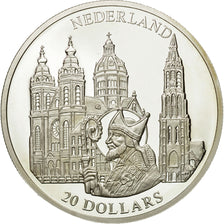 Moneta, Liberia, 20 Dollars, Netherlands, 2001, FDC, Argento