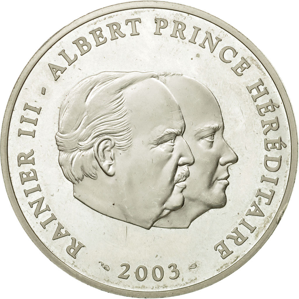 Mónaco, Rainier III & Albert, 10 Euro, 2003, MDP, Plata, SC, Gadoury:MC181