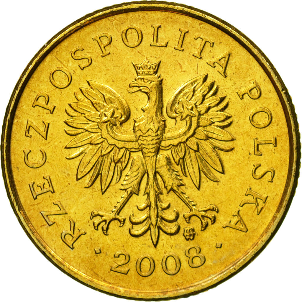 Coin, Poland, 5 Groszy, 2008, Warsaw, MS(65-70), Brass, KM:278