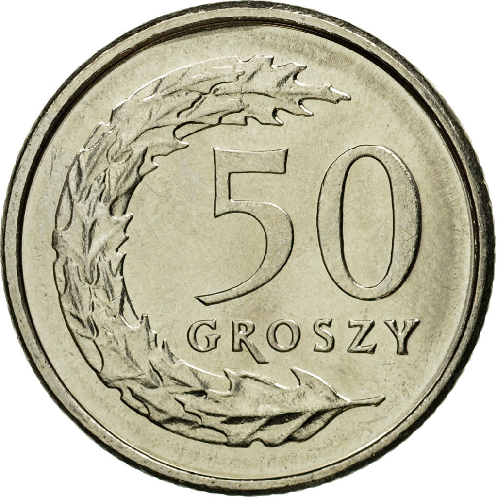 Coin, Poland, 50 Groszy, 2008, Warsaw, MS(65-70), Copper-nickel, KM:281
