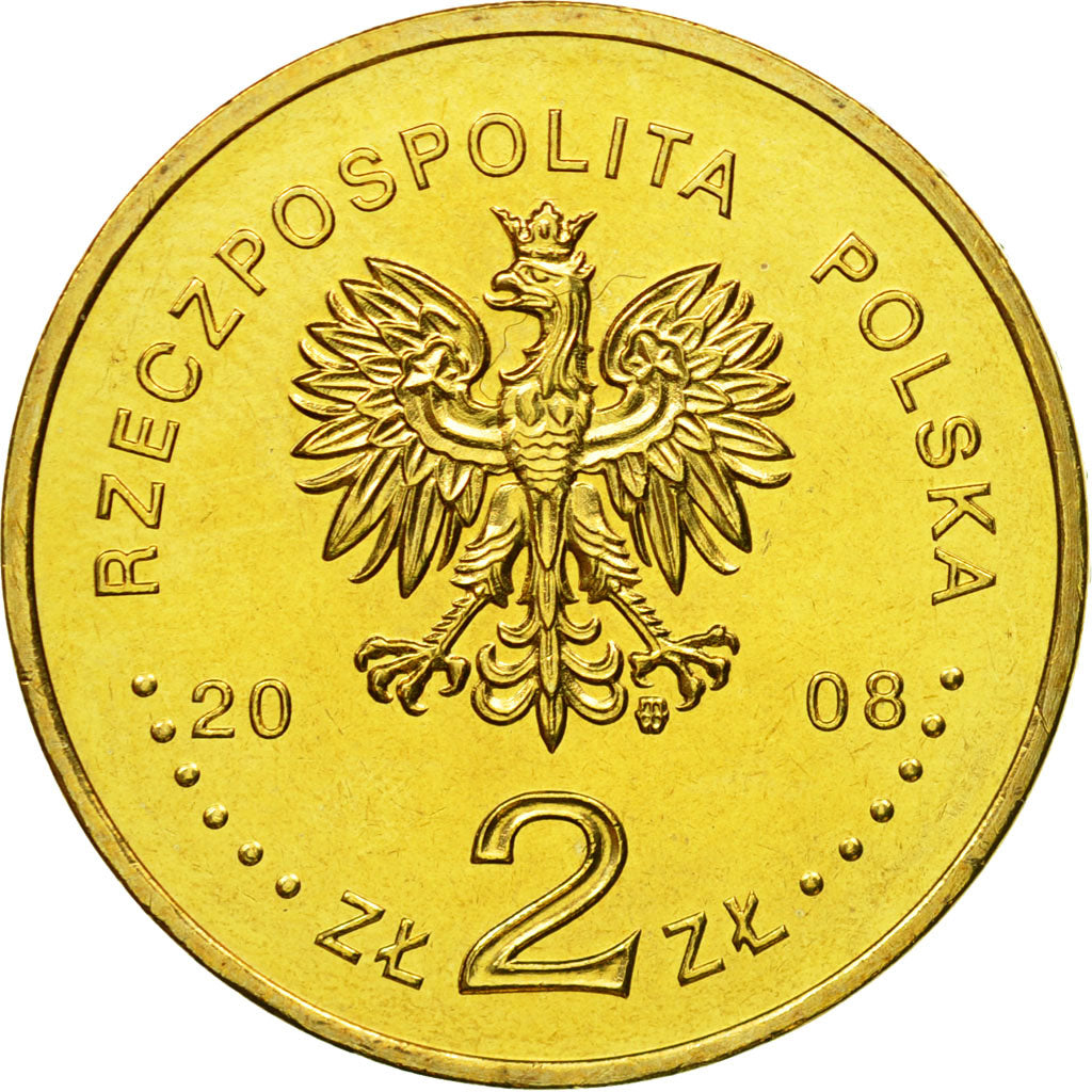 Coin, Poland, 2 Zlote, 2008, Warsaw, MS(65-70), Brass, KM:644