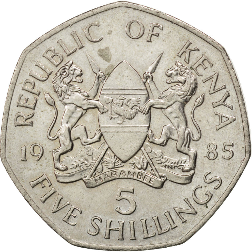 Moneta, Kenya, 5 Shillings, 1985, SPL, Rame-nichel, KM:23