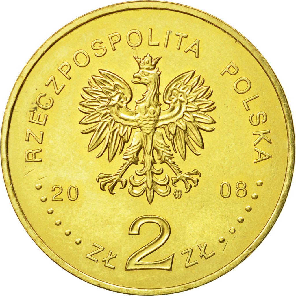 Coin, Poland, 2 Zlote, 2008, Warsaw, MS(63), Brass, KM:650