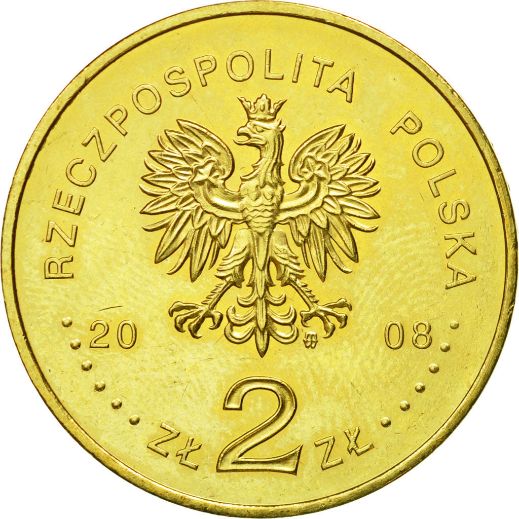 Coin, Poland, 2 Zlote, 2008, Warsaw, MS(63), Brass, KM:656
