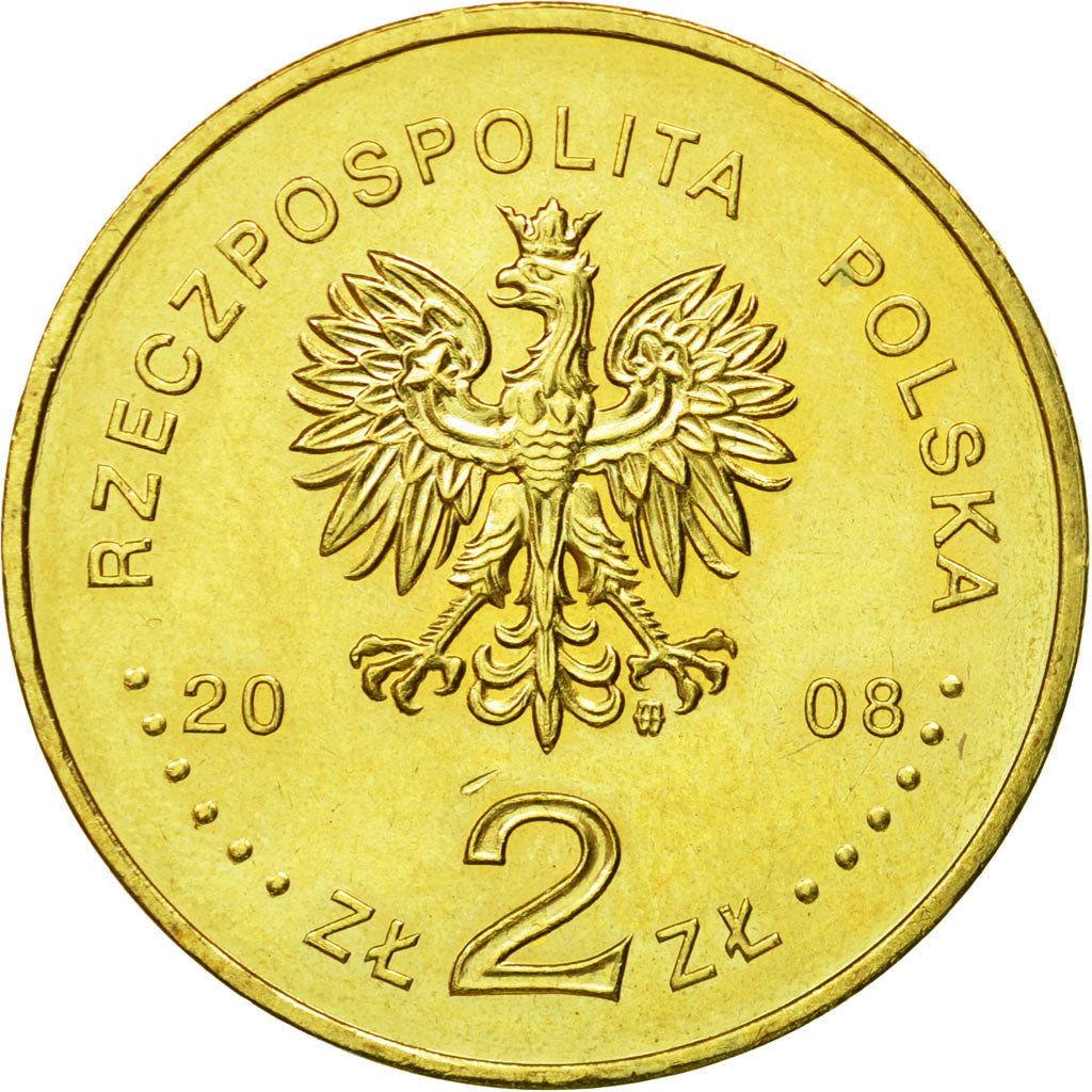 Coin, Poland, 2 Zlote, 2008, Warsaw, MS(63), Brass, KM:662