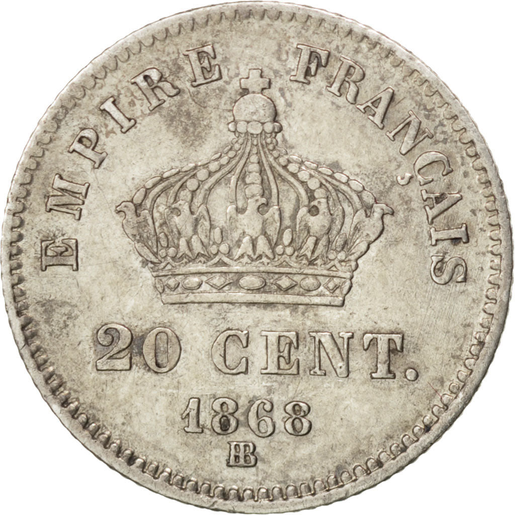 Monnaie, France, Napoleon III, Napoléon III, 20 Centimes, 1868, Strasbourg