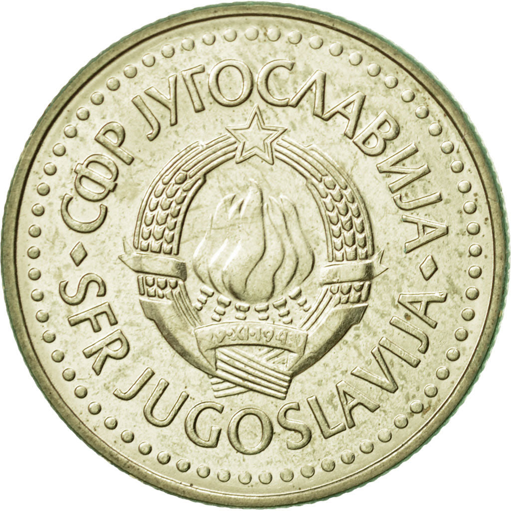 Coin, Yugoslavia, 5 Dinara, 1985, AU(55-58), Nickel-brass, KM:88