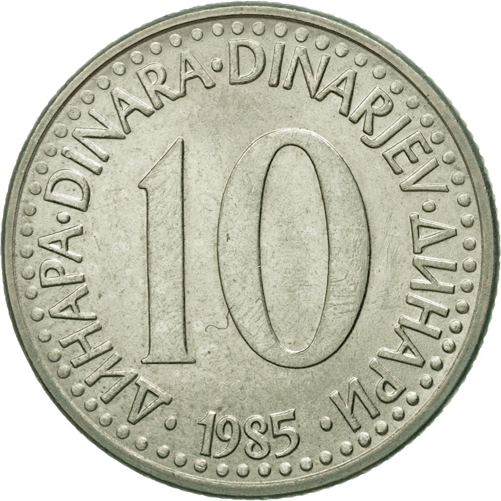 Coin, Yugoslavia, 10 Dinara, 1985, AU(50-53), Copper-nickel, KM:89