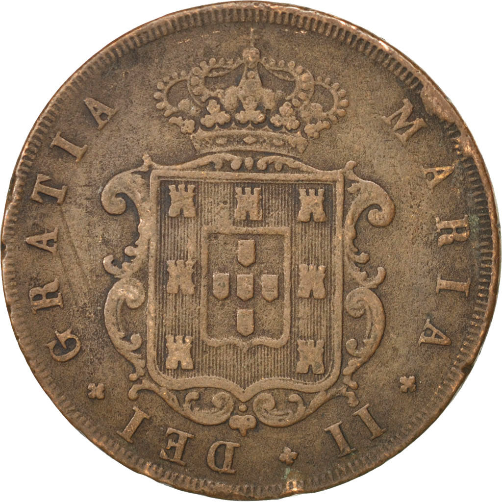 Moneda, Portugal, Maria II, 20 Reis, 1847, BC+, Cobre, KM:482