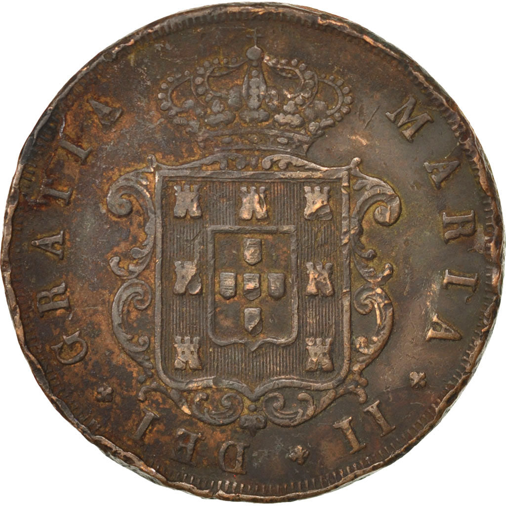 Moneda, Portugal, Maria II, 20 Reis, 1849, BC+, Cobre, KM:482