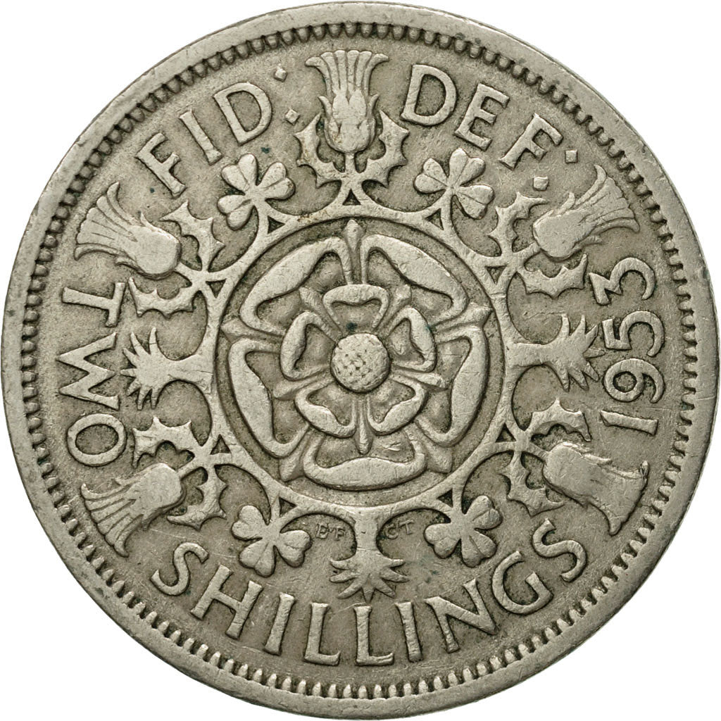 Coin, Great Britain, Elizabeth II, Florin, Two Shillings, 1953, EF(40-45)