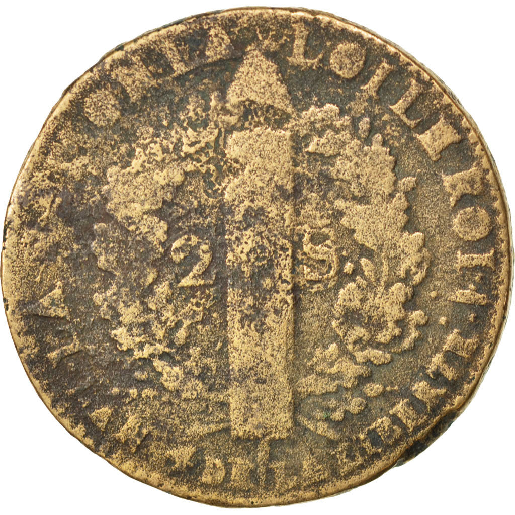 Monnaie, France, 2 sols françois, 2 Sols, 1792, Lille, B+, Bronze, KM:603.16