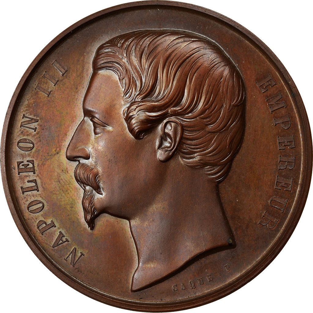 France, Medal, Napoléon III, Concours Agricole de Bourg, 1859, Caqué, MS(64)