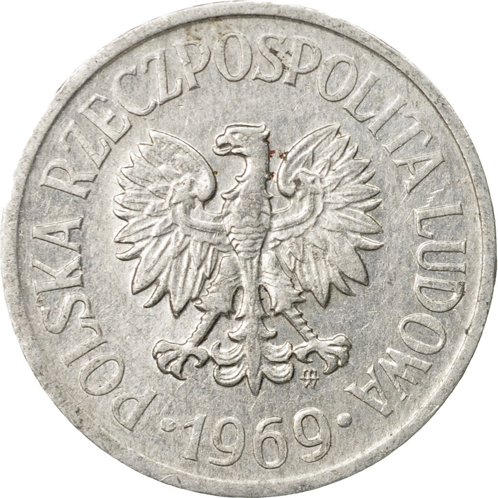 Coin, Poland, 20 Groszy, 1969, Warsaw, EF(40-45), Aluminum, KM:A47