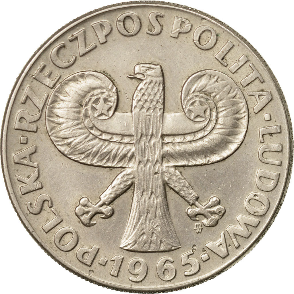 Moneta, Polonia, 10 Zlotych, 1965, Warsaw, BB, Rame-nichel, KM:55