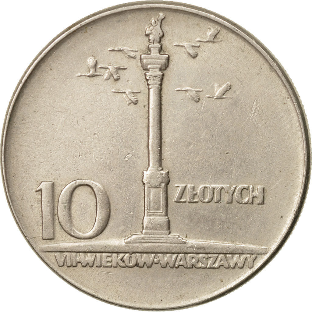 Moneta, Polonia, 10 Zlotych, 1965, Warsaw, BB, Rame-nichel, KM:55