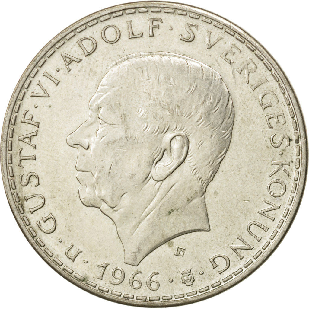 Coin, Sweden, Gustaf VI, 5 Kronor, 1966, MS(60-62), Silver, KM:839