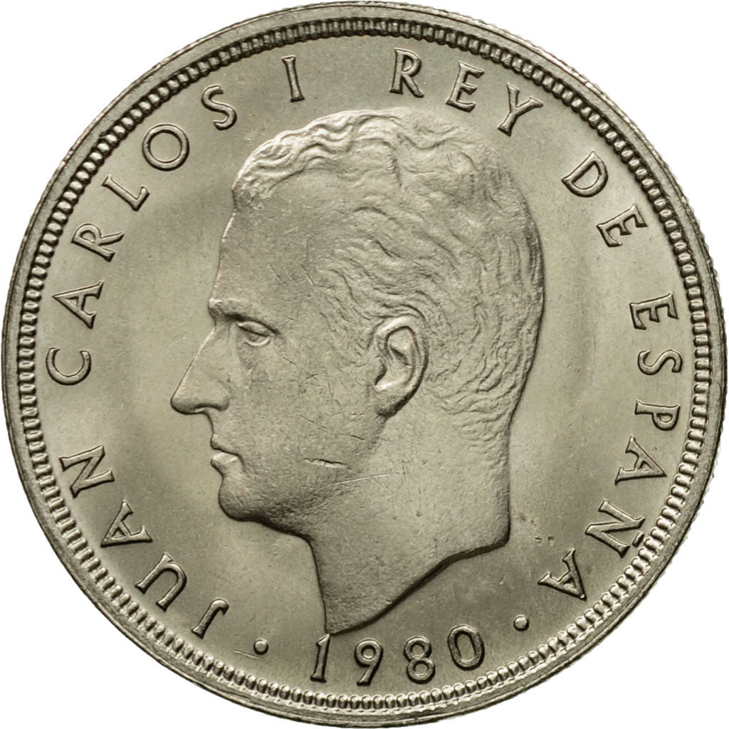 Coin, Spain, Juan Carlos I, 5 Pesetas, 1980, MS(63), Copper-nickel, KM:817